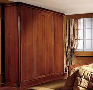 Alice armoire porte en bois, Armoire avec 4 portes, placage de noyer, style classique