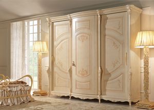 Aurora Armoire Baroque, Armoire 3 portes, peinture  la main, dans un style classique