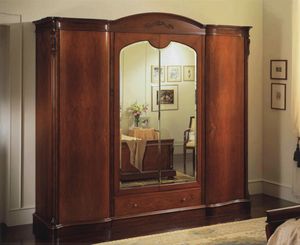 Canova armoire 4 portes avec miroirs, Armoire avec 4 portes, la poitrine interne des tiroirs et miroirs