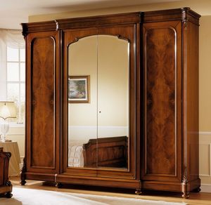 D'Este armoire, Cabinet en bois de noyer, luxe classique, avec miroir