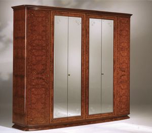 Flory armoire, Ash olived garde-robe avec 6 portes et miroirs