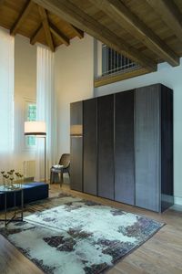 ELYSEE armoire tissu bois, Armoire avec 2 portes en bois et 3 revtues en tissu