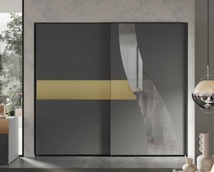 Wave titanio armoire, Armoire avec dtail dcoratif en marbre miroir