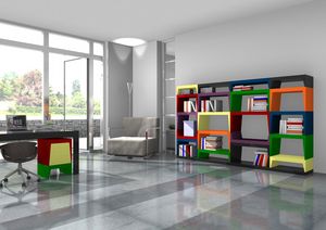 Annabelle, Bibliothque multicolore modulaire en stratifi laqu