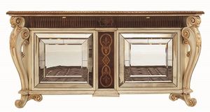 Allnatt LU.0001, Buffet avec pieds sculpts, incrusts de haut, portes avec miroirs de Murano, style classique