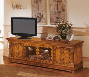 Art. 527/TV, Buffet classique en bois, meuble TV avec des incrustations