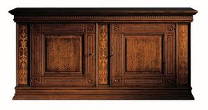 Medicea ME.0450, Noyer Buffet, avec 2 portes et 2 tiroirs, incrust en rable et bois de rose, 1500 de style Florence