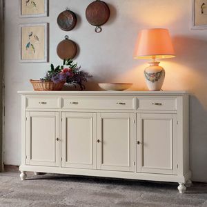 Casa Shabby Chic SHABBY1220, Buffet shabby chic 4 portes avec pieds tourns