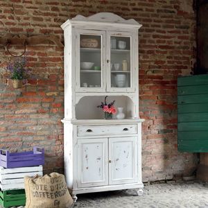 Casa Shabby Chic SHABBY1230C, Buffet 2 portes avec vitrine et compartiment ouvert shabby chic