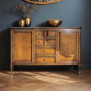 Glamour GLAMO722, Buffet avec 2 portes et tiroirs en bois