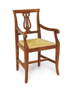 Art. 101/A, Chaise en bois avec accoudoirs, dcoration en forme de harpe