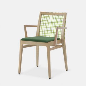 Maxine fauteuil, Chaise en bois avec accoudoirs, dossier tress en PVC