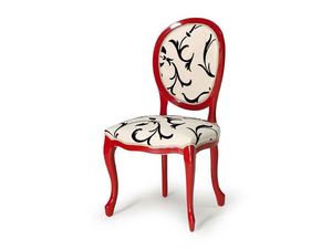 Art.417 chair, Chaise en bois poli, assise et dossier tapisss
