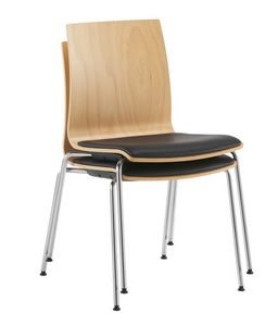 Q2 W, Chaise empilable avec coque en bois et assise rembourre