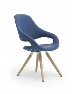 Samba Plus 4G bois, Chaise moderne avec 4 pattes de bois coniques