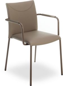 Belle PT, Chaise empilable avec accoudoirs, en cuir vritable