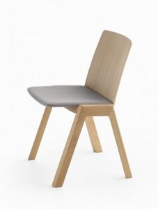 Kira RS/SU, Chaise empilable en bois, avec sige rembourr