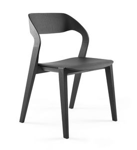 Mixis, Chaise design en bois, empilable, minimaliste, pour Htel