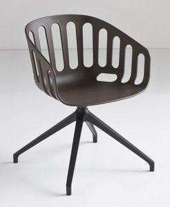 Basket Chair U, Chaise pivotante avec base en mtal, assise en polymre, pour le bureau