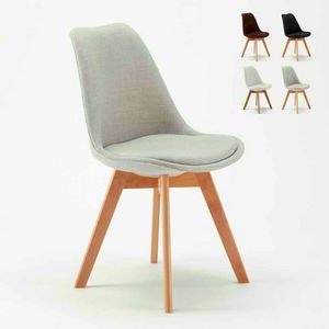 Chaise NORDICA PLUS en tissu de conception scandinave avec coussin pour cuisine et bar, Chaise rembourre de style scandinave