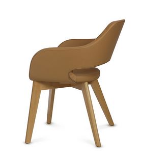 NUBIA 2208, Chaise en cuir avec pieds en bois