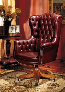 IMPERO / HOME OFFICE Armchair President, Chaise classique Bureau, en cuir, avec des roues