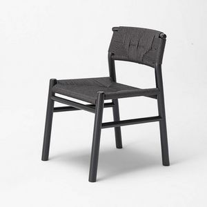 Haiku chaise en paille, Chaise en bois avec assise et dossier en paille
