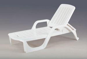 Lits de soleil en plastique Mercurio - ME100PLA, Chaise longue en plastique avec accoudoirs, dossier rglable