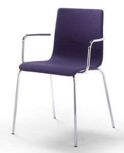 Tesa fabric AR, Chaise empilable avec accoudoirs, sige rembourr et dossier