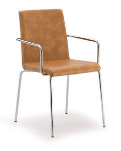 PL 510, Chaise en mtal chrom, recouvert de faux cuir