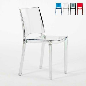 Chaises transparentes pour bar et restaurant empilable B-SIDE Grand Soleil - S6315TR, Chaise en plastique transparent pour cuisine et bar