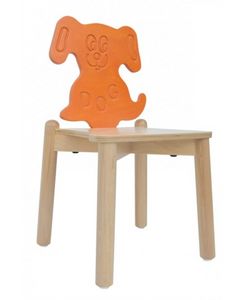 ANIMALANDIA - Dog, Chaise empilable, en bois de htre, dossier bouleau
