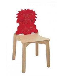 ANIMALANDIA - Lion, Chaise en htre avec dossier original, pour l'cole