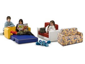 PISOLO, Canap-lit pour les enfants, recouvert de simili cuir ou en tissu, pour la maternelle