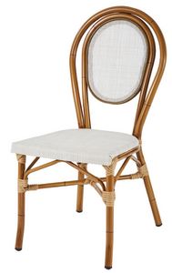 SE 411, Chaise empilable en aluminium et textilne, dans style de bambou