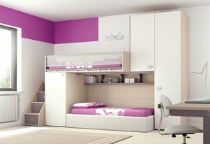 Lit superpos KS 113, Chambre  coucher avec lit en mezzanine, idale pour optimiser l'espace