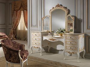 Art. 941 dressing table, Toilettes avec miroir, style classique, finition bois ivoire