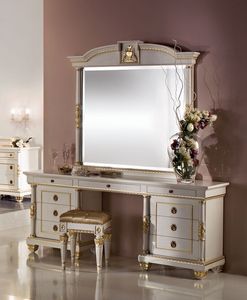 L1160, Coiffeuse avec 9 tiroirs, dtails sculpts orns de la feuille d'or, pour les chambres de style classique