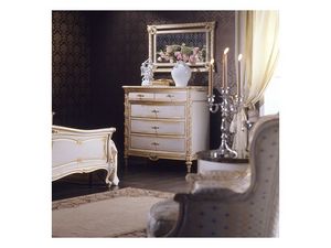 Art. 2001 chest of drawers, Commode de style, finition blanc sur la feuille d'or, pour les villas de luxe