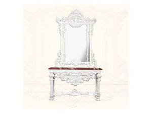 Console art. 226/a, Consolle en bois laqu blanc, plateau en marbre rouge