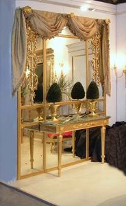 PANNEAU DE BOISERIE ART. BS 0002 + CL 0009, Boiserie volet avec la console, en bois et miroirs dors