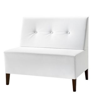 Linear 02952 - 02954, Petit banc modulaire, pieds en bois, assise et dossier rembourrs, revtement en tissu, style moderne