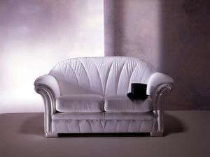 Forma Sofa, Canap classique, en cuir blanc, pour salon de luxe