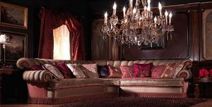Nathalia Angular, Canap d'angle, couvert de soie, style classique de luxe