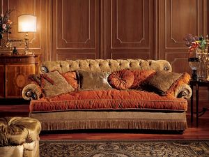 Nathalia sofa, Canap avec dossier matelass, style classique