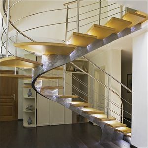 BE.04, Escalier en colimaon en acier avec marches allumes