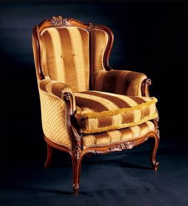 Barocco armchair 779, Fauteuil rembourr en bois marquet, style antique