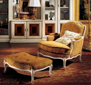 Complements lounge set 848 849, Fauteuil luxe classique et repose-pieds