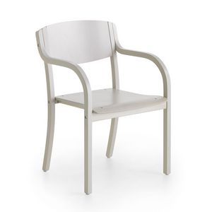 Marta 03 W, Chaise en bois avec accoudoirs, minimalisme, salle  manger