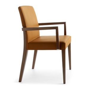 Charme 02521, Chaise en bois avec accoudoirs , une chaise rembourre pour htel